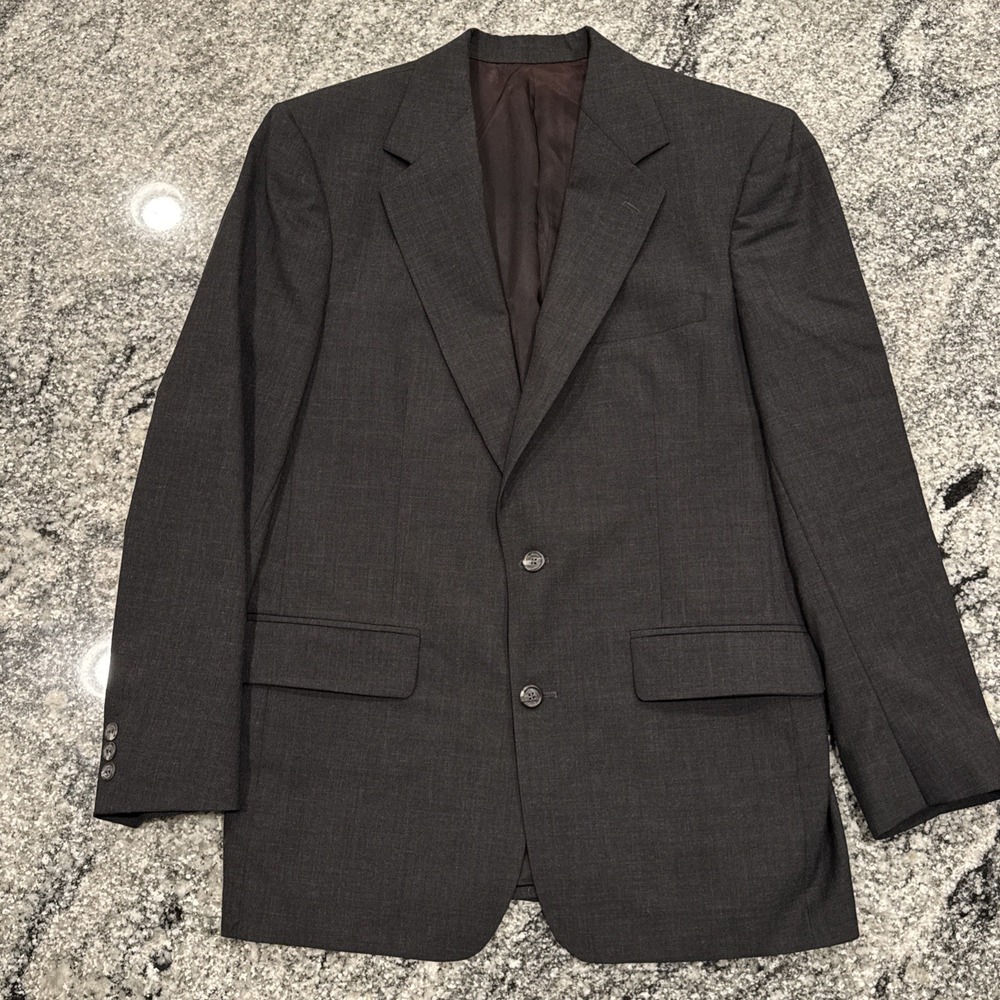 mens charcoal Brooks Brothers Blazer Jacket Sport Suit Coat All Season USA 40R